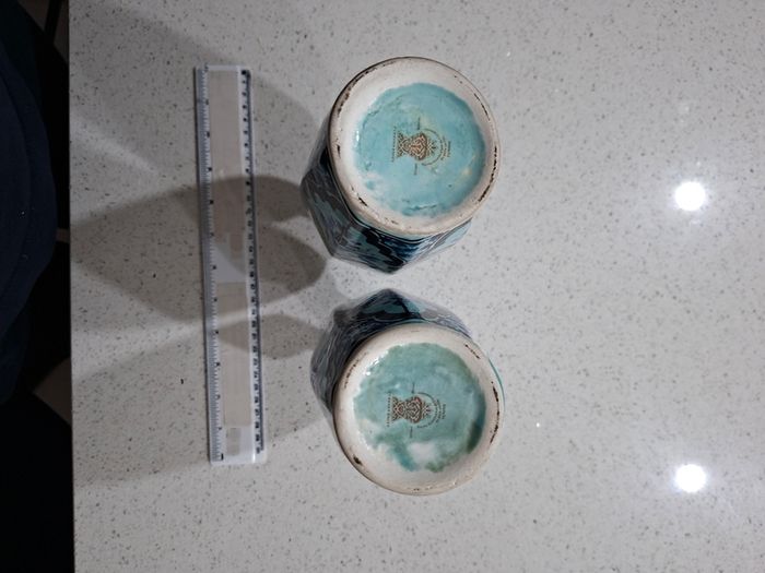Azouz Kharraz Tunisian hand-painted ceramic vases Set Handcrafted hand-painted ceramic vases