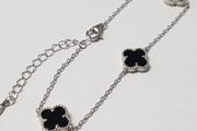 925 sterling silver four leaf clover bracelet black