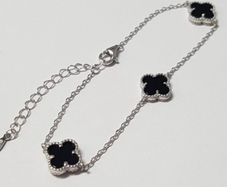 925 sterling silver four leaf clover bracelet black