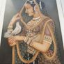 Framed Indian Folk Art, Royal Princess with Pigeon, Mughal Art, Indian Royal Queen , Indian Prints, Indian Printable Wall Art, Indian Art, Vintage Image 4
