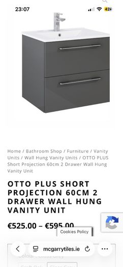 Sonas vanity unit 60cm wall hung