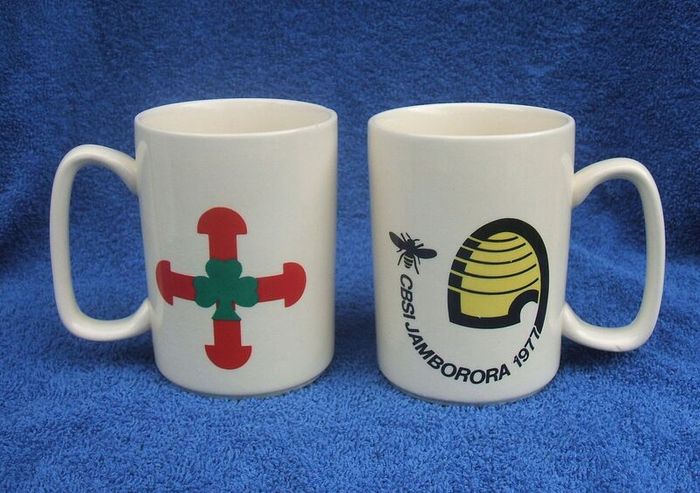 CBSI JAMBORORA 1977 (Scouting Ireland) - two vintage and scarce souvenir mugs made by Celtic Ceramics Ltd, Ireland