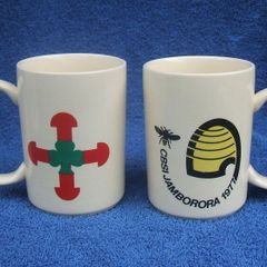 CBSI JAMBORORA 1977 (Scouting Ireland) - two vintage and scarce souvenir mugs made by Celtic Ceramics Ltd, Ireland