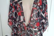 M &amp; S black/Red  &amp; White Floaty Top Size 14