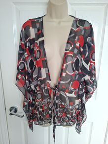 M & S black/Red  & White Floaty Top Size 14