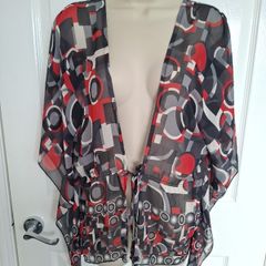 M & S black/Red  & White Floaty Top Size 14
