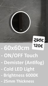 LED Bathroom Mirror Demister Antifog 60x60cm