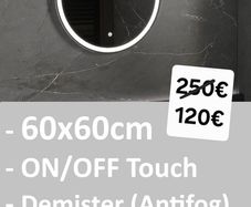 LED Bathroom Mirror Demister Antifog 60x60cm