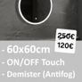 LED Bathroom Mirror Demister Touch Switch Image 2