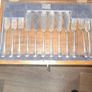 Beautiful Old Set of 24 Silver Plated Fish Cutlery, Presented in a Fitted Wooden Canteen Lined in Blue Fabric. JEWELLERS & SILVERSMITHS, Sutherland v Horne 10 South St. Andrew St. EDINBURGH Image 2