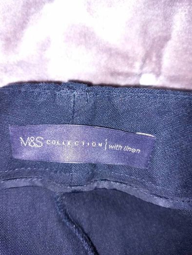 Navy Linen mix cut off trousers M&S size 10 short