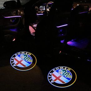 2x Alfa-Romeo Car Door LED Logo Lights,3D Ghost Shadow Light Wireless Welcome Courtesy Projector Light Fit for Stelvio Mito Giulietta Giulia