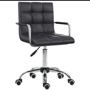 PU Leather Office Chair, Swivel Computer Chair with Arm, Wheels, Adjustable Height, Mid Back, Black