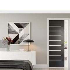 Deanta style Brand new black Glass Door