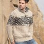 Aran Crafts Celtic Jacquard Zip Sweater | Oatmeal size L Image 8