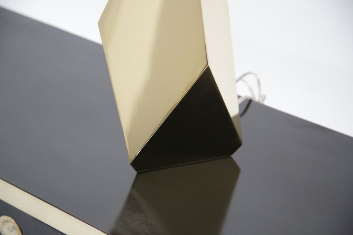 Pair of Modern Brass Origami Mid-century Style Table Lamps, USA