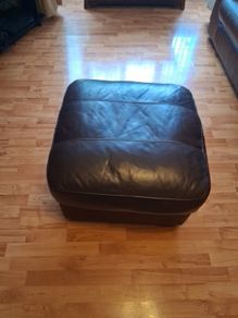 Brown Leather Pouffe/Footstool