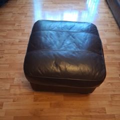 Brown Leather Pouffe/Footstool
