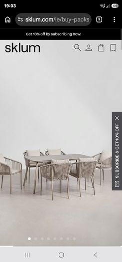 Sklum glass table and four coushioned chairs unwanted gift still in the box