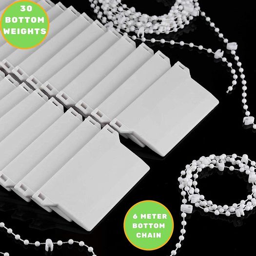 Vertical blind set 30 bottom weights and 6 meter chain 89mm (3.5 inches)-Replacement Spares