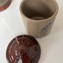 Vintage Pearson's of Chesterfield stoneware Marmalade Jar with lid with slot for spoon Image 3