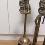 Vintage Cocker Spaniel Dog Brass Fireplace Tools Set Image 2