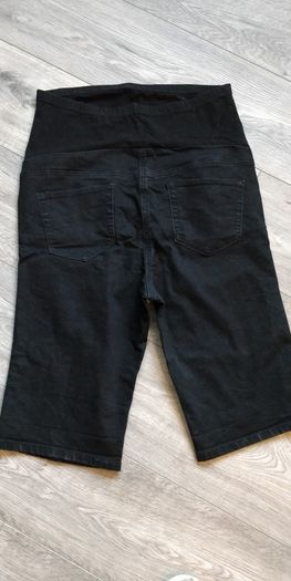 maternity over bump black denim knee length shorts