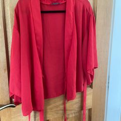 Red crossover blouse size large