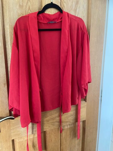 Red crossover blouse size large