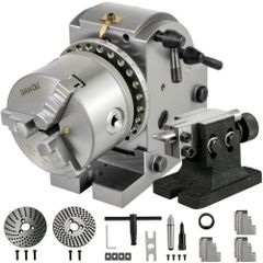Dividing Head 4 Inch Indexing Head Milling 100MM Semi-Universal Dividing Head 4 Inch 3 jaw Chuck Dividing Head Set with Index Plates and Tailstock for Precision rotary table