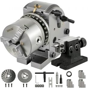 Dividing Head 4 Inch Indexing Head Milling 100MM Semi-Universal Dividing Head 4 Inch 3 jaw Chuck Dividing Head Set with Index Plates and Tailstock for Precision rotary table