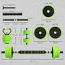 20kg Four-In-One Adjustable Weight Dumbbells Set, Barbell, Kettlebell, Push Up Stand - Green Image 3