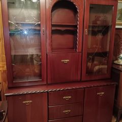 Glass display cabinet with lights.