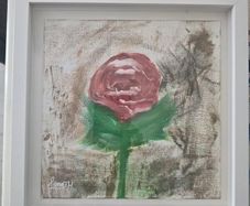 Fine art abstract painting (Dusty Rose in Bloom)
