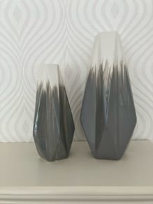 Pair of grey and white vases