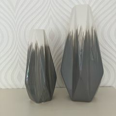 Pair of grey and white vases