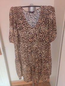Brand new F&F V-neck leopard print viscose dress size UK14 EU42 Postage included
