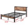 Double Bed Frame with Wooden Storage Shelf Headboard, Metal Platform Image 8