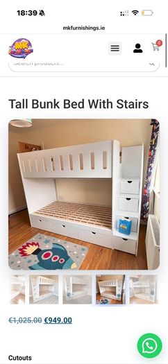 Tall Bunk with Staircase and storage