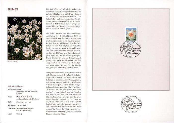 2008 Bundes Republic Deutschland (Germany) Federal Annual Stamp EFT Collection 2008. Includes 49 images of contents