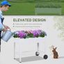 Metal Raised Garden Bed with Wheels, Garden Planter Trolley Elevated Plant Box with Storage Shelf Image 4