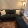 Dark Green Velvet Sofa & Footstool Image 7
