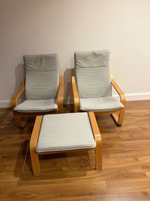 Two lovely and comfortable chairs and footstool in a great condition