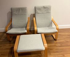 Two lovely and comfortable chairs and footstool in a great condition