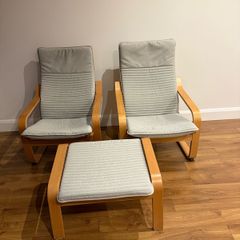 Two lovely and comfortable chairs and footstool in a great condition