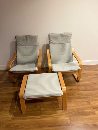 Two lovely and comfortable chairs and footstool in a great condition