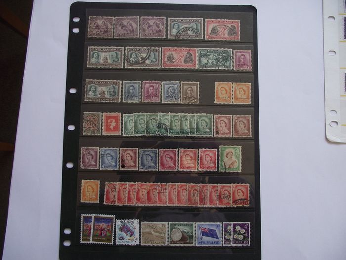 The collection of old stamps from New Zealand on stock cards (from Queen Victoria up to 1980s)