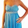 Aqua beaded high-low chiffon strapless y2k dress Image 2
