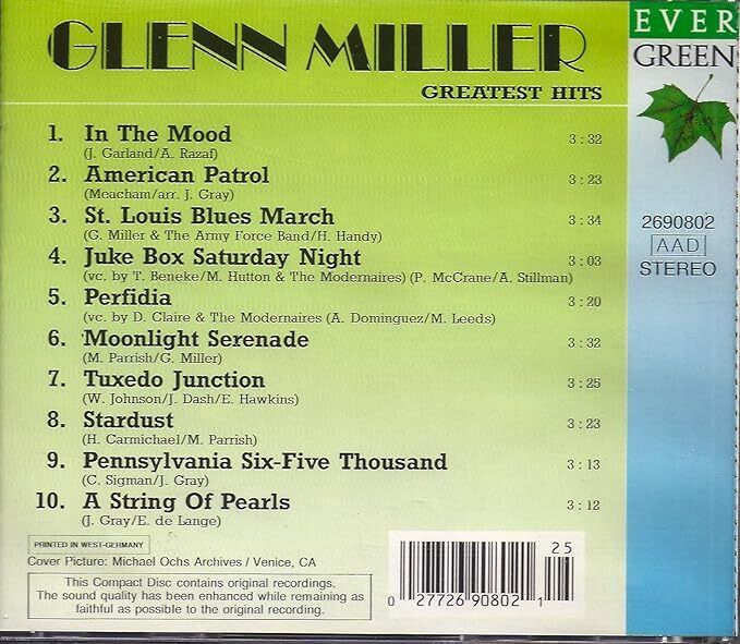 Free Postage! Glenn Miller. Greatest Hits. CD