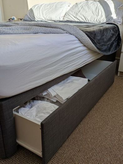 IKEA king bed with storage + Emma mattress